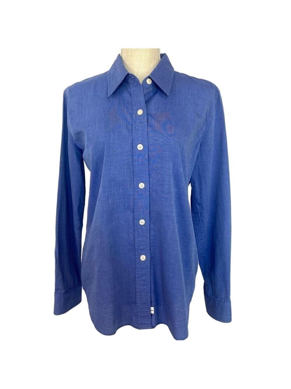 DKNY Jeans Top Women’s 8 Blue 100% Cotton Long sleeves Collared Button Down Y2K